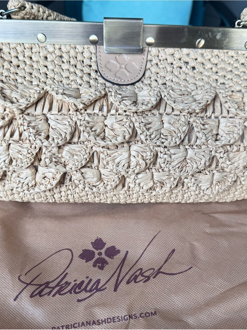 Patricia Nash Ferrara Handbag-Italian Woven Raffia (Straw) With Metal Frame